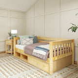 BRIX CD NS : Kids Beds Twin Daybed with Dresser and Cubbie, Slat, Natural