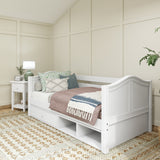 BRIX CD WC : Kids Beds Twin Daybed with Dresser and Cubbie, Curve, White