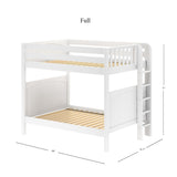 BUFF 1 WP : Classic Bunk Beds High Bunk w/ Straight Ladder on End, Panel, White