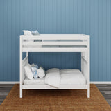 BUFF 1 WS : Classic Bunk Beds High Bunk w/ Straight Ladder on End, Slat, White