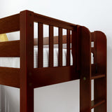 BUFF XL 1 CS : Classic Bunk Beds High Bunk XL w/ Straight Ladder on End (Low/High), Slat, Chestnut