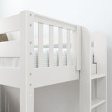 BUFF XL 1 WP : Classic Bunk Beds High Bunk XL w/ Straight Ladder on End (Low/High), Panel, White