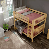BUFF XL NS : Classic Bunk Beds Full XL High Bunk Bed with Straight Ladder on Front, Slat, Natural