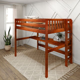 BULKY11 XL CS : Storage & Study Loft Beds Full XL High Loft Bed with Long Desk, Slat, Chestnut