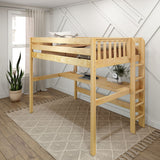 BULKY11 XL NP : Storage & Study Loft Beds Full XL High Loft Bed with Long Desk, Panel, Natural