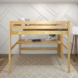 BULKY11 XL NS : Storage & Study Loft Beds Full XL High Loft Bed with Long Desk, Slat, Natural