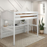 BULKY11 XL WC : Storage & Study Loft Beds Full XL High Loft Bed with Long Desk, Curve, White