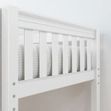 BULKY13 XL WS : Storage & Study Loft Beds Full XL High Loft Bed with Long Desk & 2 x Narrow 3-Drawer Dresser, Slat, White