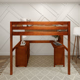 BULKY1 CS : Storage & Study Loft Beds Full High Loft Bed with Desk + Storage, Slat, Chestnut