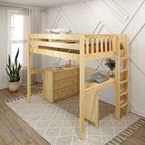 BULKY1 NS : Storage & Study Loft Beds Full High Loft Bed with Desk + Storage, Slat, Natural