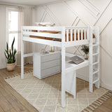BULKY1 WS : Study Loft Beds Full High Loft Bed with Desk + Storage, Slat, White