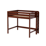 BULKY XL CP : Loft Bed Full XL High Loft Bed with Straight Ladder on End, Panel, Chestnut