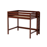BULKY CP : Standard Loft Beds Full High Loft Bed with Straight Ladder on End, Panel, Chestnut