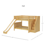 CELEBRATE NP : Play Bunk Beds Full Medium Bunk Bed with Stairs + Slide, Panel, Natural