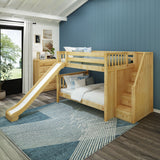 CELEBRATE NS : Play Bunk Beds Full Medium Bunk Bed with Stairs + Slide, Slat, Natural