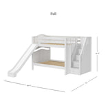CELEBRATE WC : Play Bunk Beds Full Medium Bunk Bed with Stairs + Slide, Curve, White