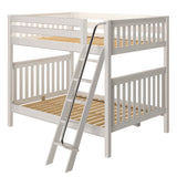 CHUFF XL WS : Classic Bunk Beds Full XL High Bunk Bed with Angled Ladder on Front, Slat, White