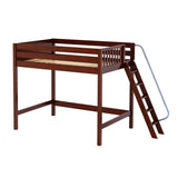 CHUNKY CP : Standard Loft Beds Full High Loft Bed with Angled Ladder on End, Panel, Chestnut