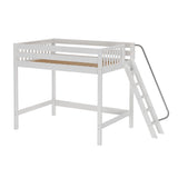 CHUNKY WS : Standard Loft Beds Full High Loft Bed with Angled Ladder on End, Slat, White