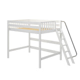 CHUNKY XL WS : Standard Loft Beds Full XL High Loft Bed with Angled Ladder on End, Slat, White