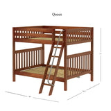 CHURL XL CS : Classic Bunk Beds Queen High Bunk Bed with Angled Ladder on Front, Slat, Chestnut