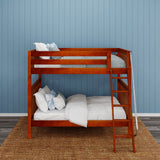 CHURL XL CS : Classic Bunk Beds Queen High Bunk Bed with Angled Ladder on Front, Slat, Chestnut