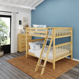 CHURL XL NS : Classic Bunk Beds Queen High Bunk Bed with Angled Ladder on Front, Slat, Natural