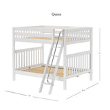 CHURL XL WS : Classic Bunk Beds Queen High Bunk Bed with Angled Ladder on Front, Slat, White