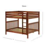 CLUNK XL CS : Classic Bunk Beds Queen High Bunk Bed with Straight Ladder on Front, Slat, Chestnut