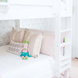 CLUNK XL WS : Classic Bunk Beds Queen High Bunk Bed with Straight Ladder on Front, Slat, White