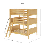 COMPLEX NP : Multiple Bunk Beds Full Triple Bunk Bed with Angled and Straight Ladder on Front, Panel, Natural