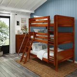 COMPLEX XL CP : Multiple Bunk Beds Full XL Triple Bunk Bed with Angled and Straight Ladder on Front, Panel, Chestnut