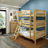 COMPLEX XL NS : Multiple Bunk Beds Full XL Triple Bunk Bed with Angled and Straight Ladder on Front, Slat, Natural