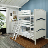 COMPLEX XL WC : Multiple Bunk Beds Full XL Triple Bunk Bed with Angled and Straight Ladder on Front, Curve, White