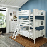 COMPLEX XL WS : Multiple Bunk Beds Full XL Triple Bunk Bed with Angled and Straight Ladder on Front, Slat, White