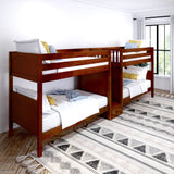 COOL CP : Multiple Bunk Beds Twin Medium Quadruple Bunk Bed with Stairs, Panel, Chestnut