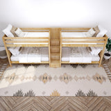 COOL NP : Multiple Bunk Beds Twin Medium Quadruple Bunk Bed with Stairs, Panel, Natural