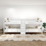 COOL WC : Multiple Bunk Beds Twin Medium Quadruple Bunk Bed with Stairs, Curve, White