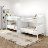 COOL WP : Multiple Bunk Beds Twin Medium Quadruple Bunk Bed with Stairs, Panel, White