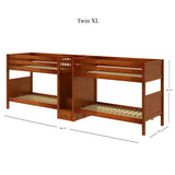 COOL XL CP : Multiple Bunk Beds Twin XL Quadruple Bunk Bed with Stairs, Panel, Chestnut