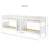 COOL XL WP : Multiple Bunk Beds Twin XL Quadruple Bunk Bed with Stairs, Panel, White