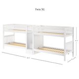 COOL XL WS : Multiple Bunk Beds Twin XL Quadruple Bunk Bed with Stairs, Slat, White