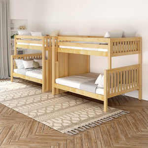 COSMOS XL WS : Quad Bunk High Full XL over Queen Quadruple Bunk Bed with Stairs, Slat, White