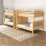 COSMOS XL NS : Multiple Bunk Beds High Full XL over Queen Quadruple Bunk Bed with Stairs, Slat, Natural