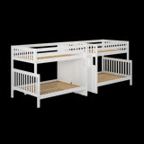 COSMOS XL WS : Multiple Bunk Beds High Full XL over Queen Quadruple Bunk Bed with Stairs, Slat, White