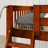 CREST CS : Corner Loft Beds Full + Twin High Corner Loft Bed with Ladder + Stairs - R, Slat, Chestnut