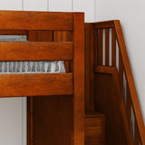 CREST CS : Corner Loft Beds Full + Twin High Corner Loft Bed with Ladder + Stairs - R, Slat, Chestnut
