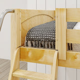 CREST NP : Corner Loft Beds Full + Twin High Corner Loft Bed with Ladder + Stairs - R, Panel, Natural