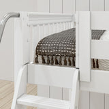 CREST WS : Corner Loft Beds Full + Twin High Corner Loft Bed with Ladder + Stairs - R, Slat, White