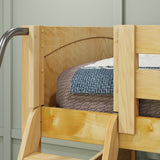 CROSS NP : Multiple Bunk Beds Full + Twin Medium Corner Bunk with Angled and Straight Ladder, Panel, Natural